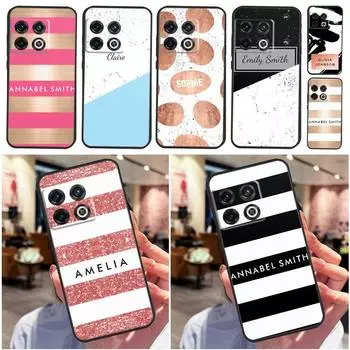 PERSONALISED NAME INITIALS STRIPE Case For OnePlus Nord CE 2 Lite 2T N100 N200 Cover For OnePlus 10 Pro 9 Pro Ace 8T 9R 10T OnePlus Ace
