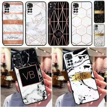 PERSONALISED ROSE GOLD GEOMETRIC MARBLE Case For Redmi Note 12 Pro 8 9 10 11 Pro Note 9S 10S 11S 8T Redmi 10 9A 9C 10A 10C Cover Redmi Note 10S