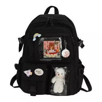 Personalized Custom Student Backpack Retro Solid Color Casual School Bag Computer Backpack One Size чёрный