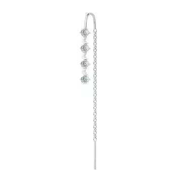 Personalized Diamond-Set Fringed Ear Line Women S Simple Sweet And Cool Style Long Diamond Moon Earrings Trend copper