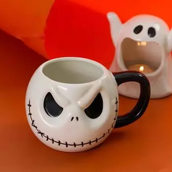 Персонализированная керамическая кружка в форме привидения для офиса, забавная кружка для воды, креативный подарок на Хэллоуин 600ml белый
