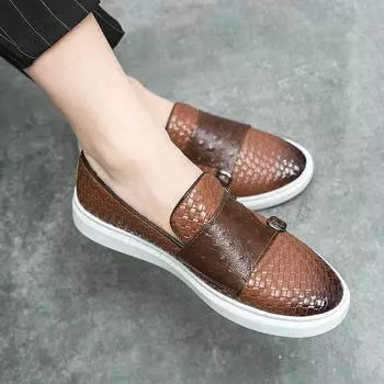 Personalized polish low-top men s board shoes spring and autumn fashion casual round head small leather shoes large size lazy shoes 38