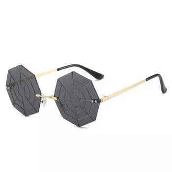 Personalized Rimless Sunglasses, Funny Spider Web Glasses, Street Hip-Hop Sunglasses regular