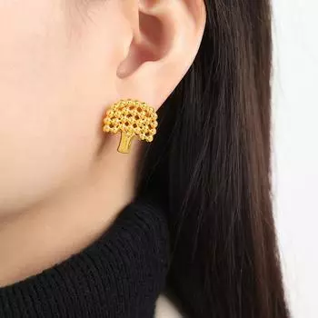 Personalized Simple Design Stud Earrings Geometric Round Beads Splicing Graphic Earrings Titanium Steel Plated 18K Gold Earrings