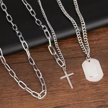 Personalized Street Hip Hop Dance Multi-Layer Necklace Hang Tag Earth Cool Sweater Chain