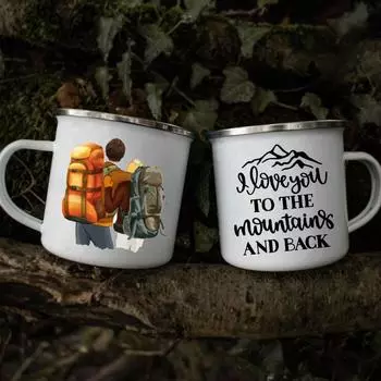 Personalized Valentine gift Mugs I Love You To The Mountain And Back Hiking Mug Camping Mug Mountain Trekking Gift For Him Her