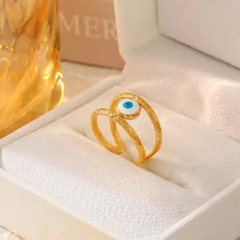 Персонализированное кольцо с синим глазом, открытое кольцо Niche Devil S Eye, нержавеющая сталь, невыцветающая, женское No. 7