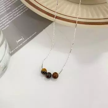 Персонализированное ожерелье из трех камней с тигровыми глазами для женщин из числа меньшинств INS. Ошейник-цепочка от холодного ветра