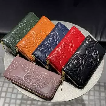 Первый слой коровьей кожи клатч кошелек для женщин новый стиль ручная сумка из натуральной кожи женская тисненая запястье сумка