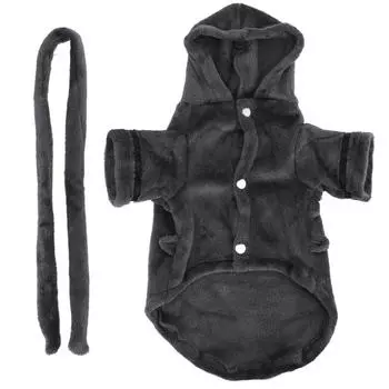 Pet Bathrobe Plush Soft Absorbent Dog Nightwear with Hood Waist Belt for Puppy CatsL L(for 6.5-9kg)
