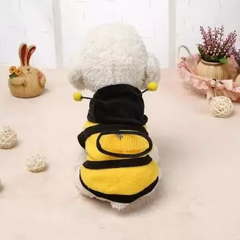 Pet Bee Dog Clothes Cat Cosplay Cat Clothes Dog Hooded Coat Warm Apparel Cat Bee Clothes Dog Puppy Hoodies Funny Coats for Pet XS жёлтый