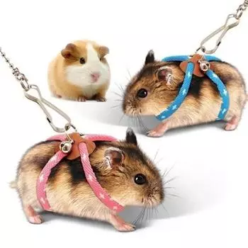 Pet Bird Parrot Mouse Hamster Traction Rope Adjustable Soft Anti-Bite Training Rope Outdoor Flying Harness Leash with Bell розовый