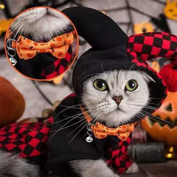 Pet Breakaway Cat Ошейник Хэллоуин Регулируемый Галстук Бант Милые Ошейники Для Щенков Котят Кроликов Аксессуары Товары Для Домашних Животных оранжевый