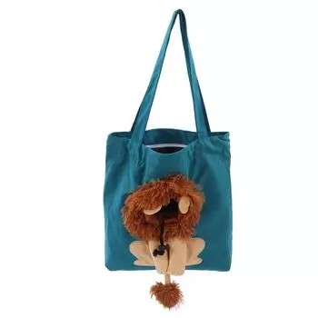 Pet Canvas Bag Cute Lion Shaped Multi Purpose Portable Pet Shoulder Carrying Bag for Under 6lb Cat