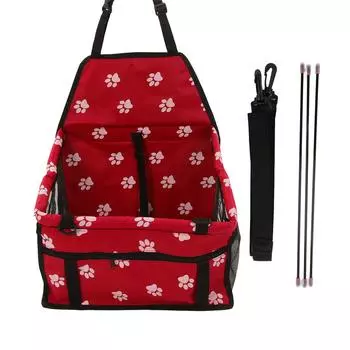 Pet Car Seat Waterproof Breathable Slip Proof Safety Leash Design Dog Car Basket for Puppy Cat Red красный