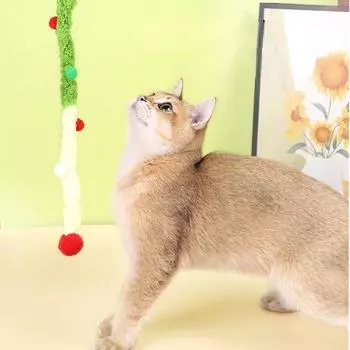 Pet Cat Interactive Teaser Toy Soft Plush Strip Wands Toys for Kitten Cats Play Pet Supplies for Fun And Exercise зелёный