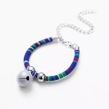 Pet Cat Simple Small Dog Collar With Bell Design For Daily Decoration Outdoor Ethnic Blue