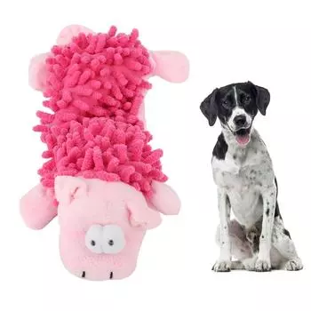 Pet Cat Small Dog Plush Toy Cute Animal Shape with Sound Device for Molar Teeth Playing Bitingpink розовый
