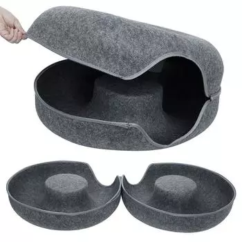 Pet Cat Tunnel Bed Indoor Cats House Cave Dual Use Interactive Toys Funny Round Kitten Exercising Products Cat Training Toy S белый