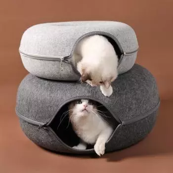 Pet Cats Tunnel Interactive Play Toy Cat bed Dual Use Indoor Toys Kitten Exercising Products Cat Training Toy 2025 Dropshipping 50X50cm темно серый