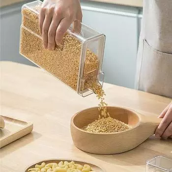 PET Cereal Storage Box Transparent Cereal Dispenser Rice Barrel Grain Sealed Organizer Food Storage Containers Kitchen Nuts Jars