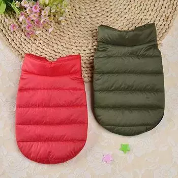 Pet Clothes Winter Warm Jackets for Small Dogs Cats Teddy Chihuahua Solid Color Red Green Coat Warm Thicken Pet Costume