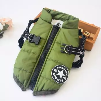 Pet Dog Jacket Harness Waterproof Small Dog Coat Winter Warm Dog Clothes for Labrador Chihuahua French Bulldog Outfits S розовый