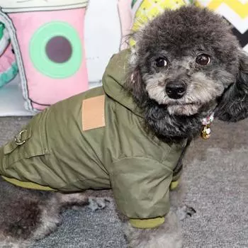 Pet Dog Jacket With Harness Winter Heavy Hiking Coat Dog Warm Hoodie Vest Windproof Outdoor Jacket For Small Medium Large Dogs S зелёный