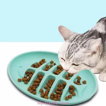 Pet Dog Slow Feeder Bowl Fish Shape Cat Food Bowl Durable Silicone Bowls Bloat Stop Preventing Choking for Medium Small Dogs чёрный