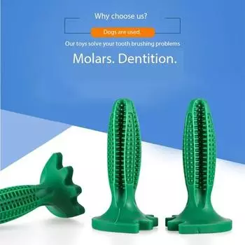 Pet Dog Teeth Molar Rubber Toys Dental Cleaning Biting Resistant Toy Large Medium Dogs Chewing Care Toothbrush зелёный