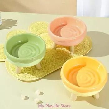 Pet Feeder and Waterer Dog Bowl Raised Cat Anti-overturning Bowl Pet Bowl Tableware Raised Bowl Accesoories розовый