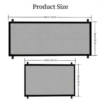Pet Gate, Pet Isolation Protection Gate Fence Dog Isolation Net Portable Folding Dog Safety Protection Net Portable Folding Mesh S 110x78cm чёрный