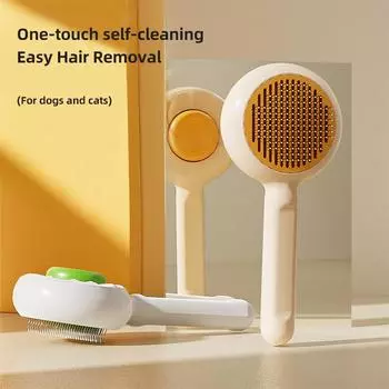 Pet Hair Removal Cat Comb Brush Self Cleaning Slicker Brush for Cats Dogs Hair Remover Scraper Pet Grooming Tool Accessories Cat зелёный