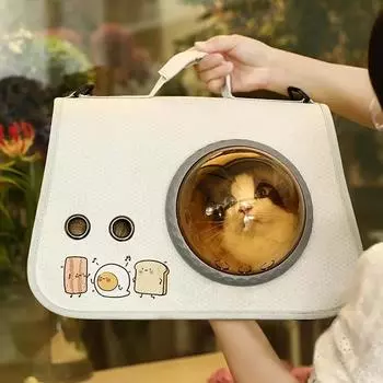 Pet Portable Space Capsule Take-out Cat Bag Handheld Foldable Shoulder Bag Outing Backpack Cartoon Cat Dog Bag