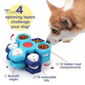 Pet Slow Food Plate Anti Chocking Dog Slow Feeder Миска для собак Вращающаяся 2/3/4 слоя Интерактивная головоломка для собак Игрушка-кормушка для замедленного поедания еды Диспенсер Dual Layer