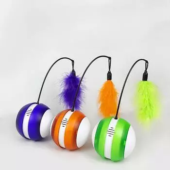 Pet Tumbler Cat Toy Electric Cat Drunk Stick Feather Boom Вращающийся спортивный мяч Интеллектуальный автоматический мяч для дразнения кошек 16*9cm
