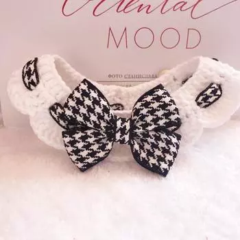 Pet Wool Knitted Bib Saliva Towel Dog Cat Crochet Bow Tie Collar Cute Knitted Plaid Scarf Cat Necklace Pet Items for Cats 15-20cm красный