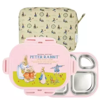 Peter Rabbit, функциональная безопасность, двойной ланч-бокс из нержавеющей стали + набор сумок, розовый, популярный домашний продукт для родителей