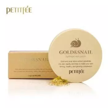 [Petitfee] Патчи для глаз с золотом и улиткой, 60 шт. (30 дней)