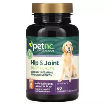 petnc NATURAL CARE, натуральный уход за домашними животными, таз и суставы, уровень, вкус печени, 60 жевательных конфет