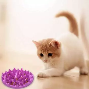 Pets Dog Cats Feeder Bowls Catch Interactive Hard Silicone Cat Kitten Slow Food Feed Non Slip Anti Gulping Feeder Bowl Supplies розовый