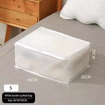 Peva Waterproof Quilt Storage Bag Large Capacity Clothing Storage Bag Under Bed Quilt Dustproof Bag Wardrobe Organizer S