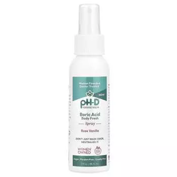 pH-D Feminine Health, Борная кислота, освежающий спрей для тела, роза и ваниль, 3 жидких унции (88,72 мл)