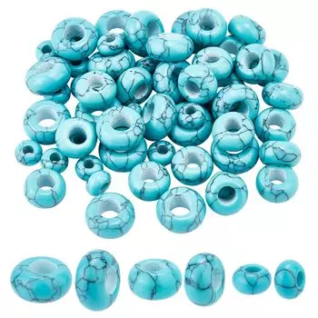 PH PandaHall бирюзовый натуральный камень 3 60 с большим отверстием Lucky Flat Exorcise Purification Power Stone для бусин, бусины, размеры, приблизительные. Кусочки, бусины, синий