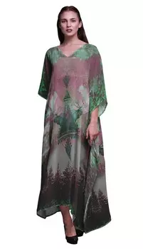 Phagun Deer Jungle Womens Long Beach Kaftan Пляжная одежда Бикини Coverup Maxi 4X-5X розовый