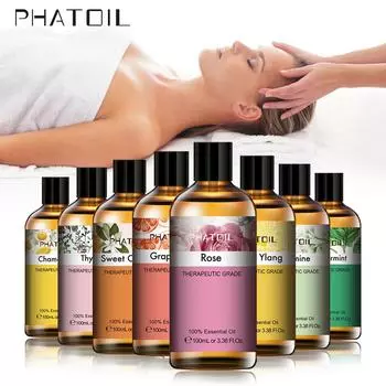 PHATOIL 100 мл роза, ваниль, лаванда, корица, мята, чайное дерево, эфирные масла для ароматерапии, диффузор для ванны, массаж, релаксация, уход за волосами и кожей Cinnamon