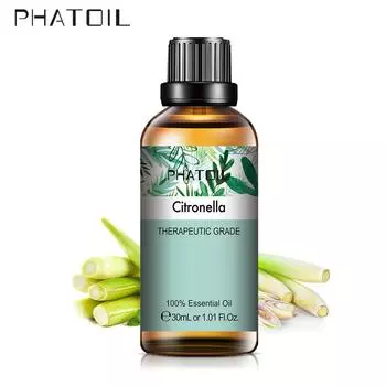 PHATOIL 30 мл чистый растительный экстракт цитронеллы, эфирное масло, увлажнитель, ароматерапия, здоровое успокаивающее, очищающее воздух, бактерицид 1 PC