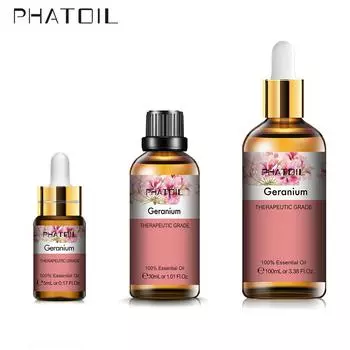 PHATOIL 5/10/30/100 мл чистое эфирное масло герани с капельницей для изготовления свечей, мыла, парфюмерии, освежитель воздуха, диффузор для ухода за кожей, масло с цветочным ароматом 1 PC