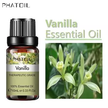 PHATOIL 5 мл/10 мл/15 мл/30 мл/100 мл Ванильное натуральное эфирное масло для ароматерапии Здоровый успокаивающий воздух Свежий уход Спа-уход за телом Водорастворимое масло Vanilla-5ml+Dropper
