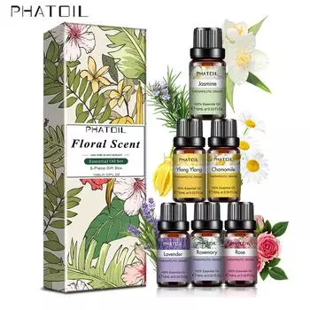 PHATOIL 6 шт., чистый экстракт растений, эфирное масло розы, лаванды, ванили, ароматическое масло для диффузора, очиститель воздуха, здоровый успокаивающий подарок на женский день Sweet Recipes